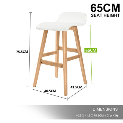 White Bar Stool Leather 40.5x41.5x75.5cm