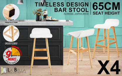 White Bar Stool Leather 40.5x41.5x75.5cm