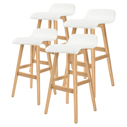White Bar Stool Leather Seat 40.5x41.5x83.5cm