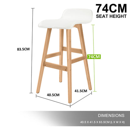 White Bar Stool Leather Seat 40.5x41.5x83.5cm