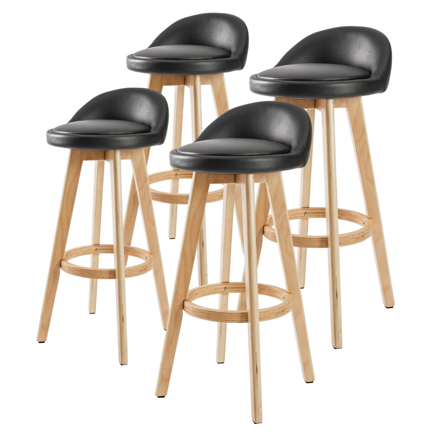 Bar Stool Leather Black 35x35x82cm