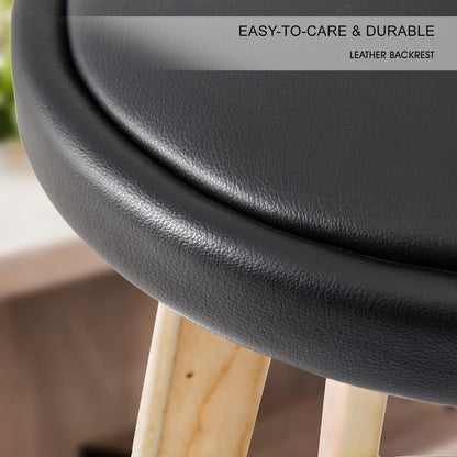 Bar Stool Leather Black 35x35x82cm