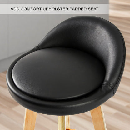 Bar Stool Leather Black 35x35x82cm