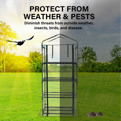 Apex Mini Garden Greenhouse Shed Pvc 4 Tier