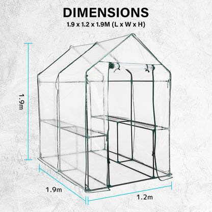 Apex 1.9X1.2X1.9M Garden Greenhouse Walk-In Shed Pvc