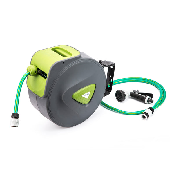  Garden Water Hose Retractable Rewind Reel Wall Mounted 30M