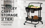 3/2 Tier Trolley Cart Storage Utility Rack Organizer Swivel Kitchen