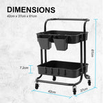 3/2 Tier Trolley Cart Storage Utility Rack Organizer Swivel Kitchen