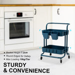 3/2 Tier Trolley Cart Storage Utility Rack Organizer Swivel Kitchen