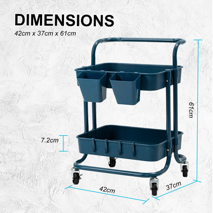 3/2 Tier Trolley Cart Storage Utility Rack Organizer Swivel Kitchen