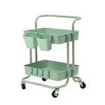 3/2 Tier Trolley Cart Storage Utility Rack Organizer Swivel Kitchen