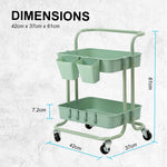 3/2 Tier Trolley Cart Storage Utility Rack Organizer Swivel Kitchen