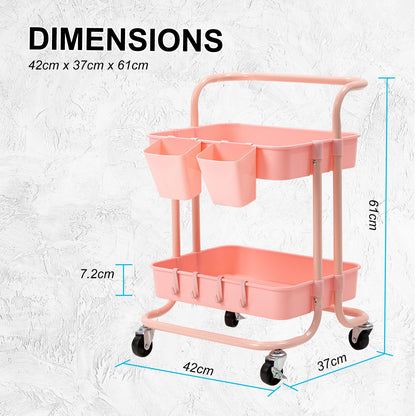 3/2 Tier Trolley Cart Storage Utility Rack Organizer Swivel Kitchen