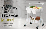 3/2 Tier Trolley Cart Storage Utility Rack Organizer Swivel Kitchen