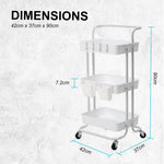 2 Tier White Trolley Cart Storage Utility Rack Organiser Swivel Kitchen