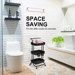 3/2 Tier Trolley Cart Storage Utility Rack Organizer Swivel Kitchen