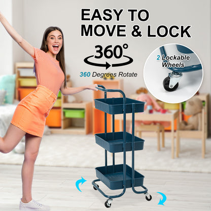 3/2 Tier Trolley Cart Storage Utility Rack Organizer Swivel Kitchen