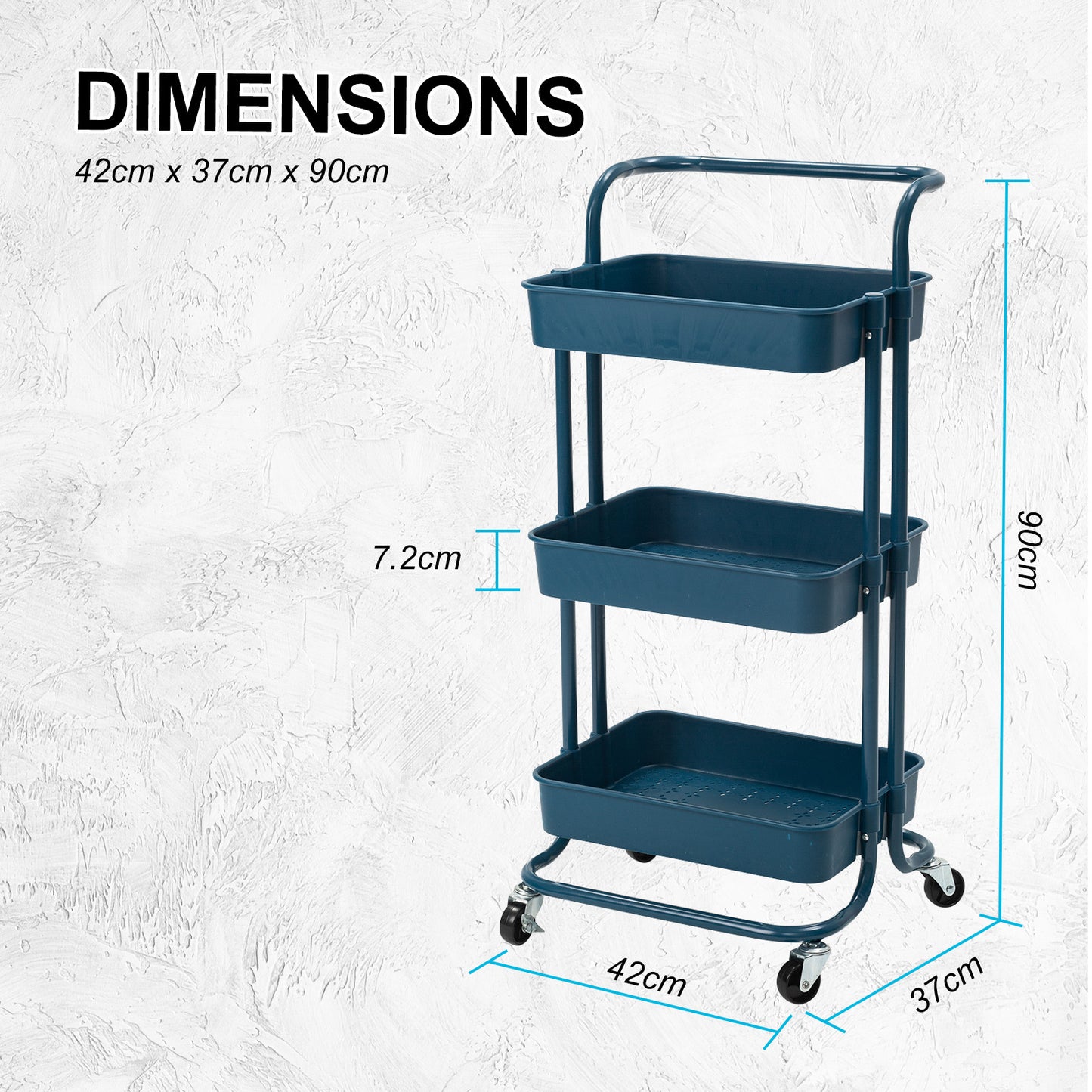3/2 Tier Trolley Cart Storage Utility Rack Organizer Swivel Kitchen