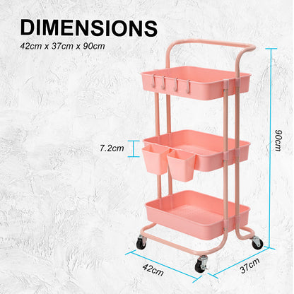 3/2 Tier Trolley Cart Storage Utility Rack Organizer Swivel Kitchen