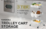 3/2 Tier Trolley Cart Storage Utility Rack Organizer Swivel Kitchen