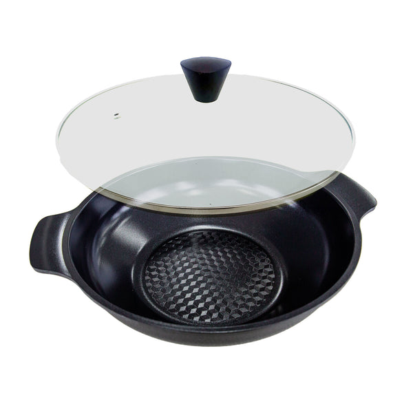  Two Hands Wok 28Cm Ceramic Non-Stick Titanium + Glass Lid - Black