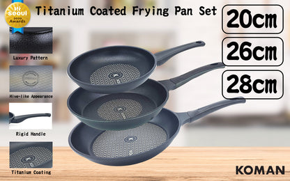 Non-Stick Titanium Coating Frying Pan 20 26 28cm Set