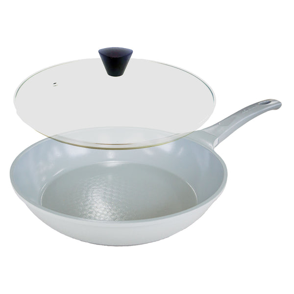  Shinewon Vinch IH Frypan Frying Pan 28cm Non-stick Induction Ceramic + Glass Lid GREY