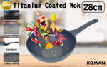 28Cm Titanium Coating Wok Pan Non-Stick