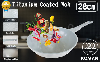 Shinewon Vinch IH Wok Wokpan 28cm Non-stick Induction Ceramic GREY