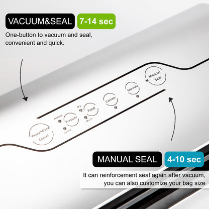 125W Silver Kitchen Vacuum Food Sealer Sous Vide Machine