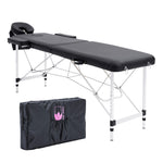 Black Portable Beauty Massage Table Bed Therapy Waxing 2 Fold 55Cm Aluminium