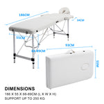 White Portable Beauty Massage Table Bed Therapy Waxing 2 Fold 55Cm Aluminium