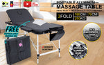 Black Portable Beauty Massage Table Bed Therapy Waxing 3 Fold 70Cm Aluminium