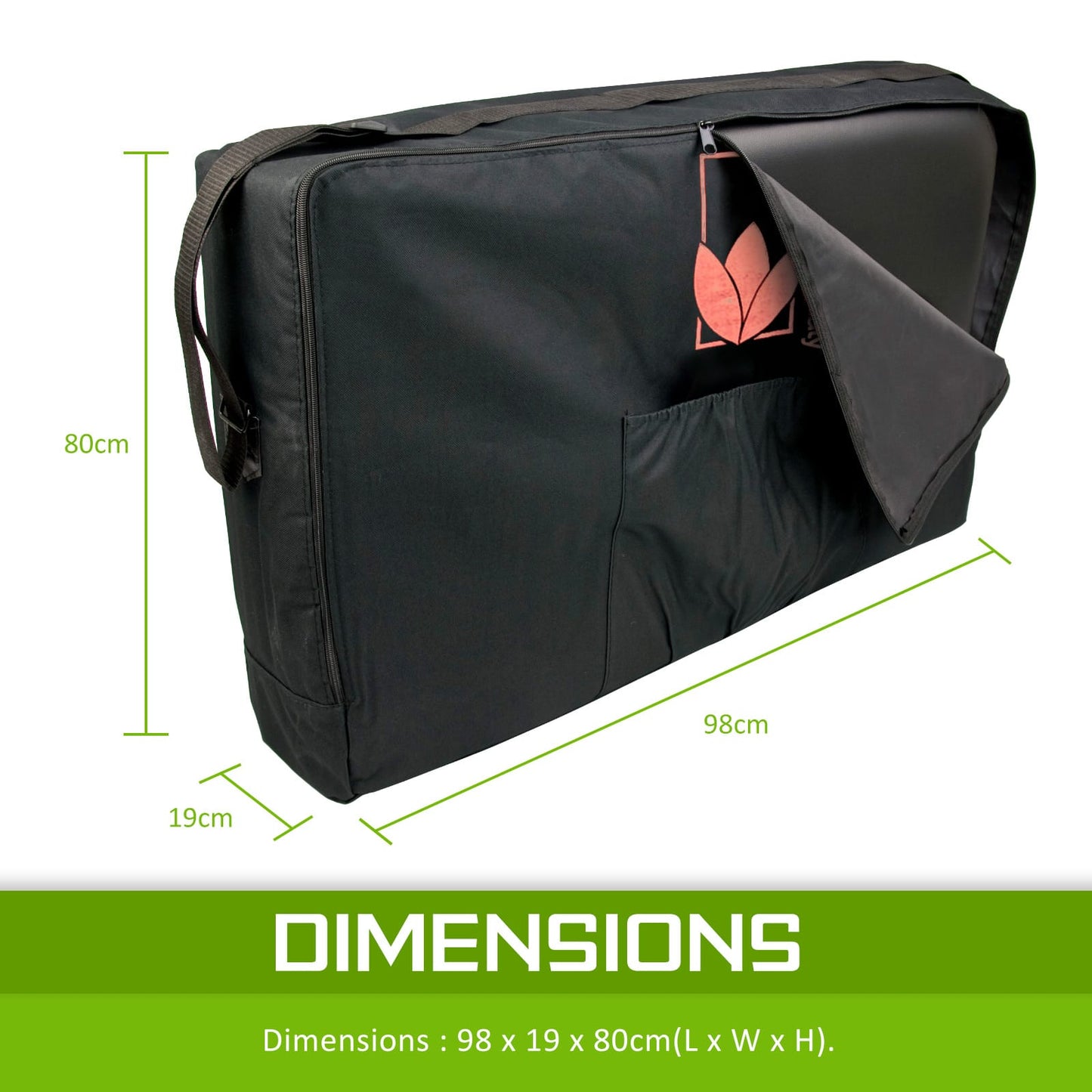 Portable Massage Table Carry Bag Black 98x19x80cm