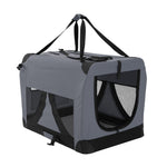 Portable Soft Dog Cage Crate Carrier L Grey