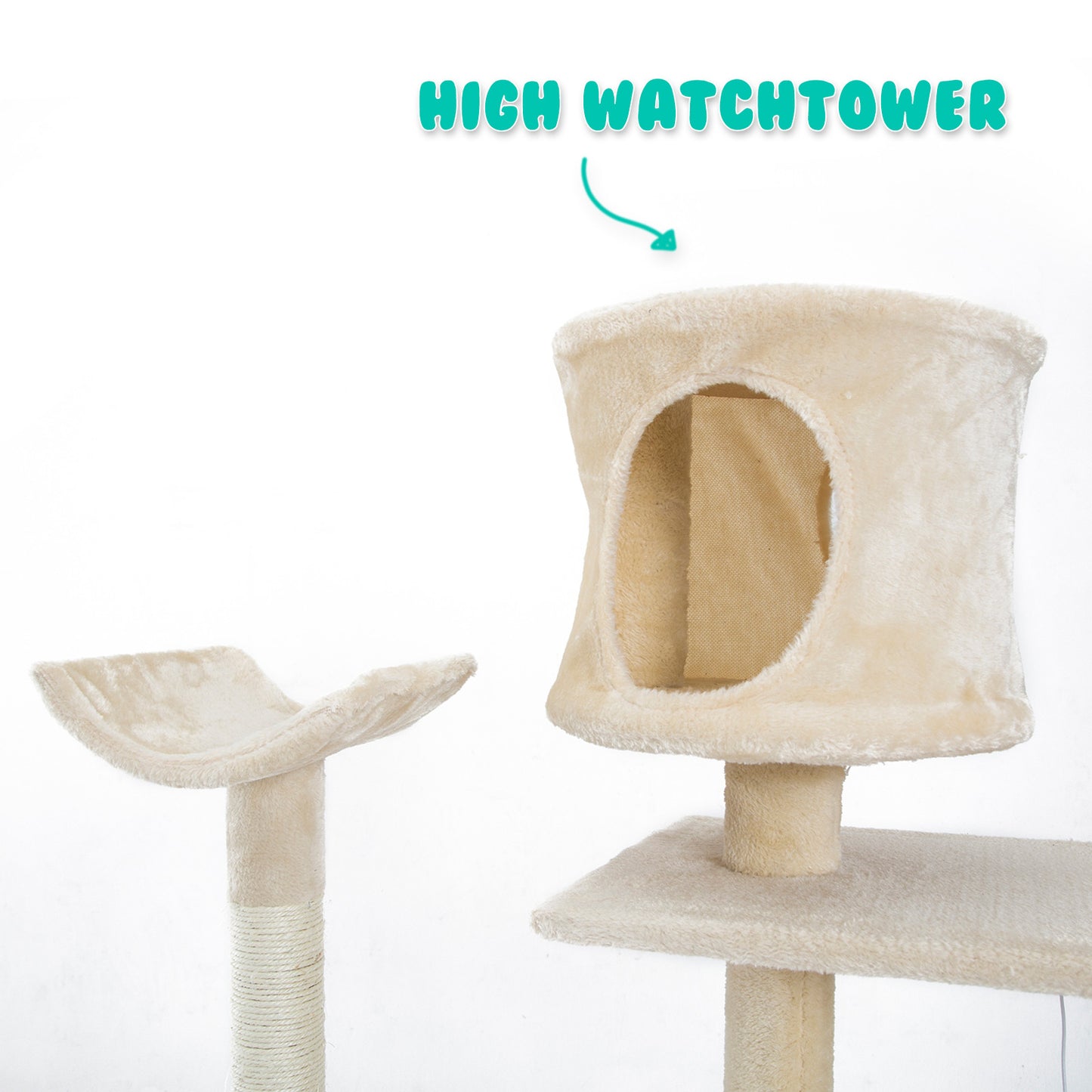 Cat Tree Multi Level Scratcher Danie 170Cm Beige