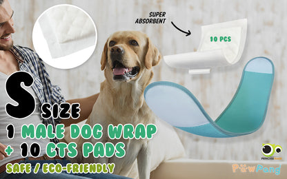 Male Dog Wrap S + 10x Diaper Booster Pads