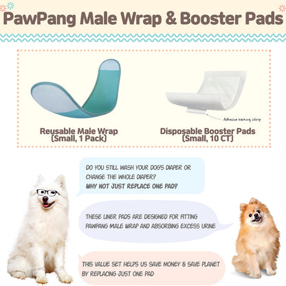 Male Dog Wrap S + 10x Diaper Booster Pads