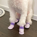 28Pc X Dog Shoes Waterproof Disposable Boots Anti-Slip Pet Socks L Violet