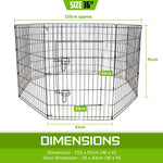 Pet Playpen 8 Panel 36In Foldable Dog Cage + Cover