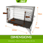 Wire Dog Cage Foldable Crate Kennel 42In With Tray