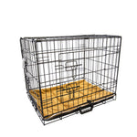 Wire Dog Cage Foldable Crate Kennel 24In With Tray + Cushion Mat Combo