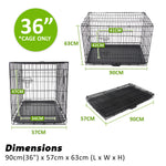 Wire Dog Cage Foldable Crate Kennel 36In Withtray + Cushion Mat Combo