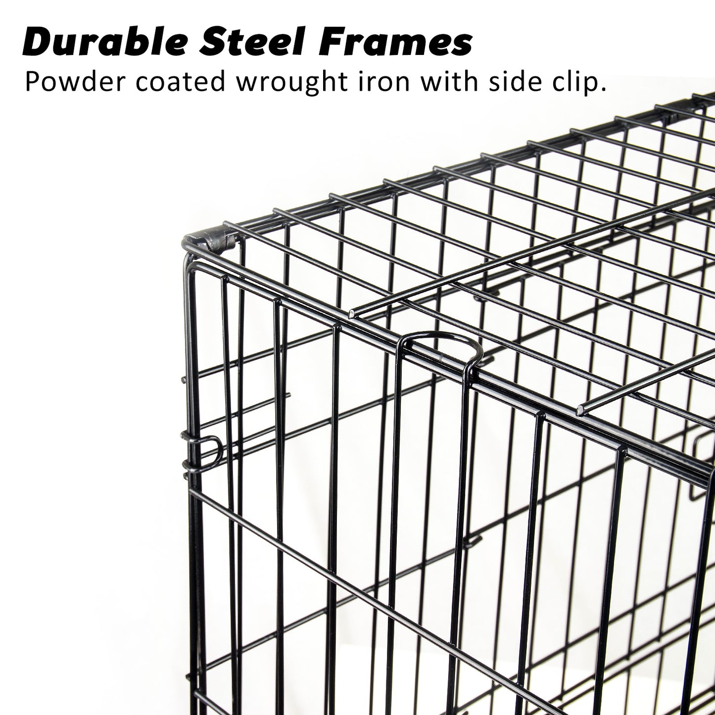 Foldable 42in Wire Dog Crate w/ Tray & Cushion Mat