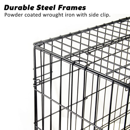 Foldable 42in Wire Dog Crate w/ Tray & Cushion Mat