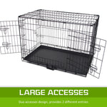 Wire Dog Cage Foldable Crate Kennel 24In With Tray + Blue Cover Combo