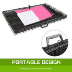 Wire Dog Cage Foldable Crate Kennel 24In With Tray + Pink Cover Combo