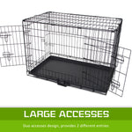 Wire Dog Cage Foldable Crate Kennel 30In With Tray + Pink Cover Combo