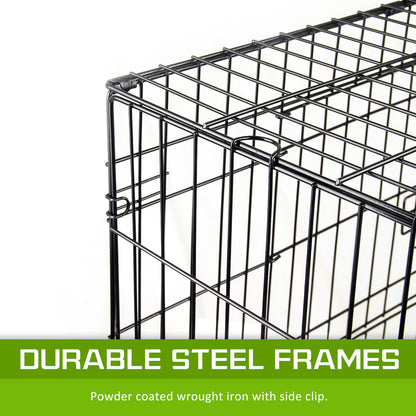 Foldable 42in Wire Dog Crate w/ Tray & Blue Cover
