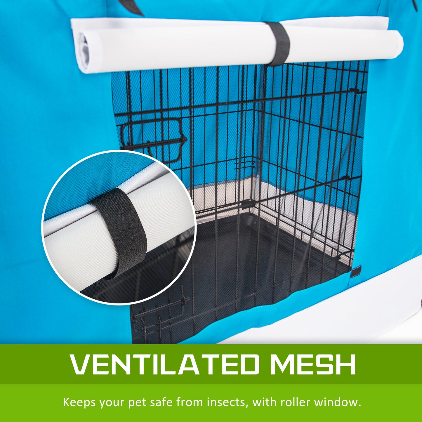 Foldable 42in Wire Dog Crate w/ Tray & Blue Cover